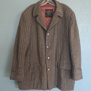 VTG Sterlingware Striped Brown Wool Coat